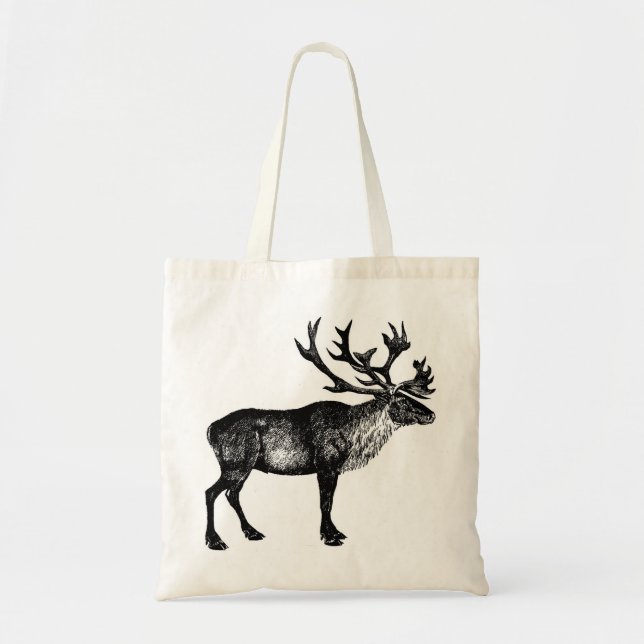 Reindeer Bag, Elk Design, Nature Tote Bag (Front)