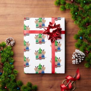 Reindeer Bear Family Christmas Wrapping Paper