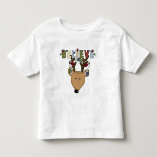 Reindeer Believe Holiday Cute Animals Toddler T-Shirt