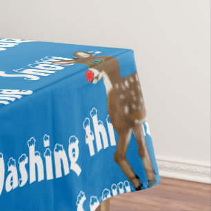 Reindeer Blue White Tablecloth