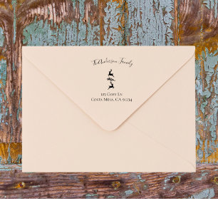 Reindeer Branch Duo Family Name & Return Address  Rubber Stamp