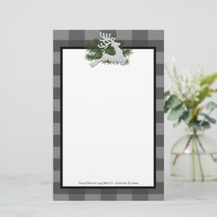 Reindeer Buffalo Plaid Personalised Stationery