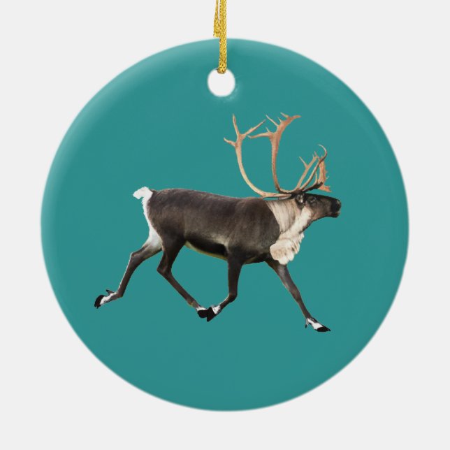 Reindeer - Bull Caribou Ceramic Tree Decoration (Back)