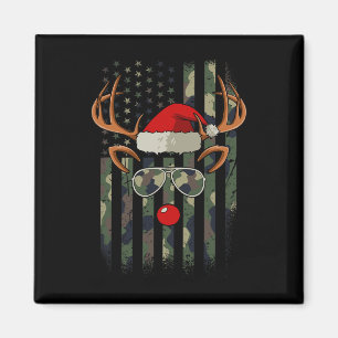Reindeer Camo American Flag Christmas Pajama X-mas Magnet