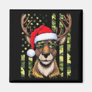 Reindeer Camo American Flag Christmas Pajama X-mas Magnet