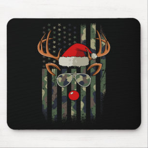 Reindeer Camo American Flag Christmas Pajama X-mas Mouse Pad