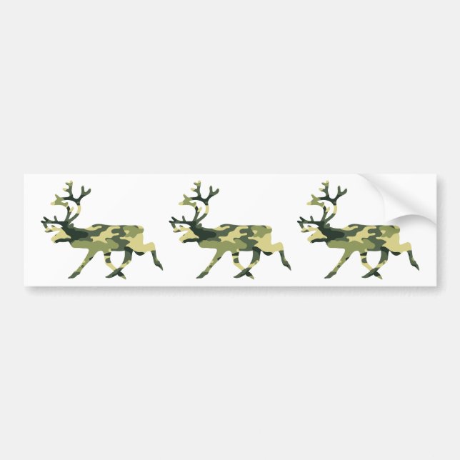 Reindeer / Caribou Woodland Camouflage / Camo Bumper Sticker (Front)