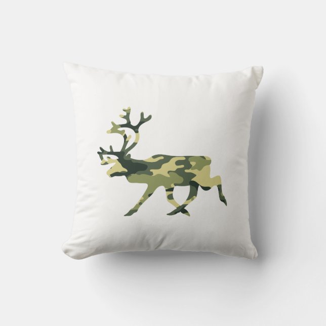 Reindeer / Caribou Woodland Camouflage / Camo Cushion (Front)