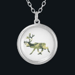 Reindeer / Caribou Woodland Camouflage / Camo Silver Plated Necklace<br><div class="desc">Reindeer / Caribou Animal Silhouette Woodland Camo Disruptive Dazzle Pattern.

Globe Trotters specialises in idiosyncratic imagery from around the globe. Here you will find unique Greeting Cards,  Postcards,  Posters,  Mousepads and more.</div>