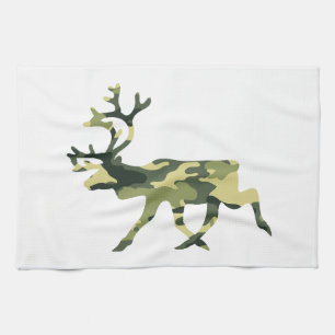 Reindeer / Caribou Woodland Camouflage / Camo Tea Towel