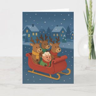 Reindeer Carpool Lane Holiday Card