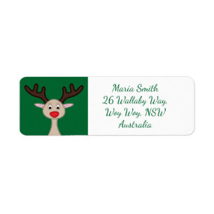 Reindeer cartoon character return address label