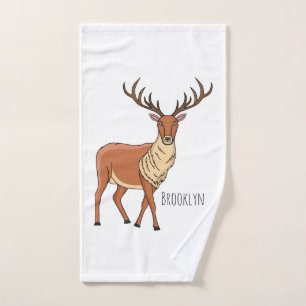 Reindeer cartoon illustration bath towel set