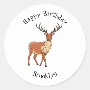 Reindeer cartoon illustration classic round sticker