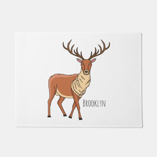 Reindeer cartoon illustration doormat (Front)