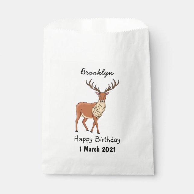 Reindeer cartoon illustration favour bag (Front)