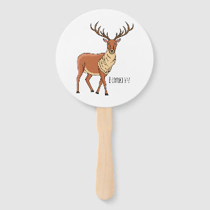 Reindeer cartoon illustration hand fan