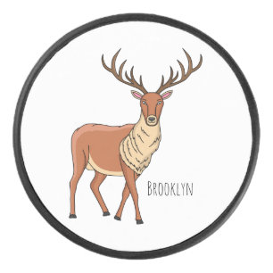 Reindeer cartoon illustration hockey puck