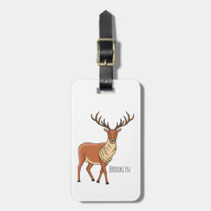 Reindeer cartoon illustration luggage tag