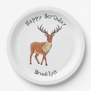 Reindeer cartoon illustration paper plate