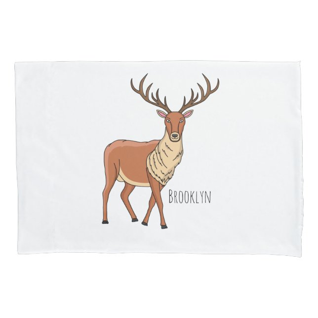Reindeer cartoon illustration pillowcase (Front)