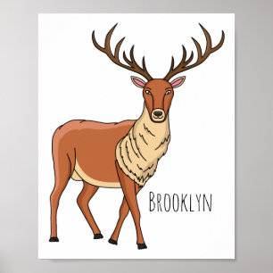 Reindeer cartoon illustration poster