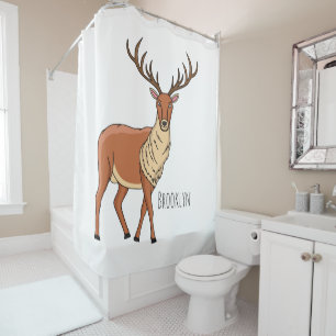 Reindeer cartoon illustration shower curtain