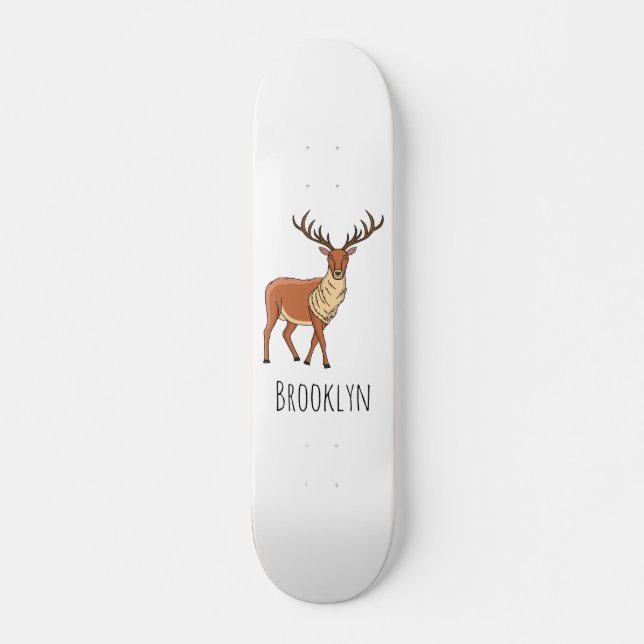 Reindeer cartoon illustration  skateboard (Front)