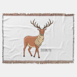 Reindeer cartoon illustration throw blanket