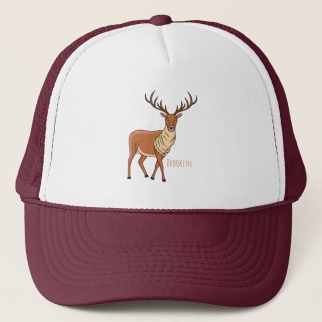 Reindeer cartoon illustration trucker hat (Front)