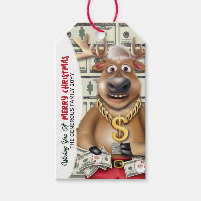 Reindeer Cash Money Gift Tags (Front)