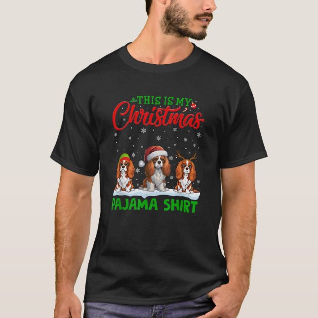 Reindeer Cavalier King Charles Spaniel Dog Christm T-Shirt (Front)