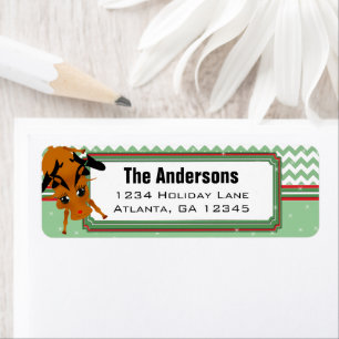 Reindeer Chevron ZigZag Christmas Return Address Return Address Label