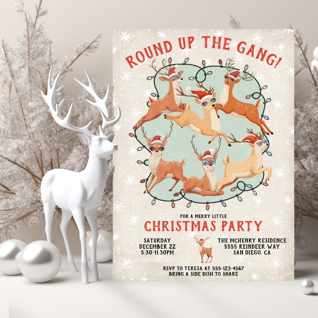 Reindeer Christmas adult or kids holiday party Invitation (Creator Uploaded)