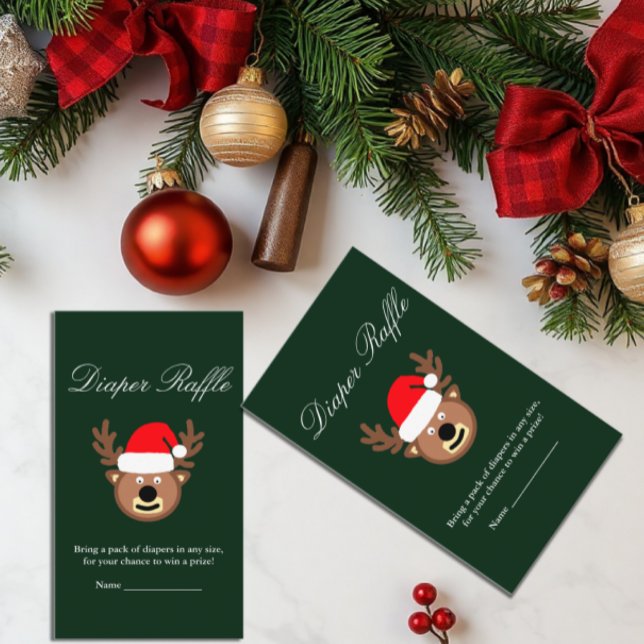 Reindeer Christmas Baby Shower Diaper Raffle Card (Creator Uploaded)