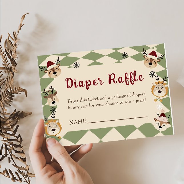 Reindeer Christmas Baby Shower Diaper Raffle  Enclosure Card (Creator Uploaded)