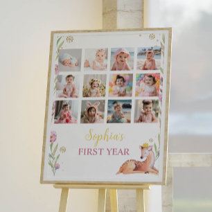 Reindeer Christmas Birthday Photo Milestone Poster