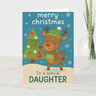 Reindeer Christmas Card for Daughter