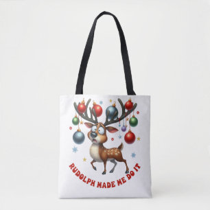 Reindeer Christmas Cartoon Tote Bag