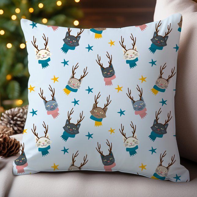 Reindeer Christmas Cats Festive Holiday Cushion (Creator Uploaded)