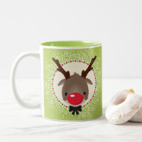 REINDEER CHRISTMAS cute red nose rudolph green