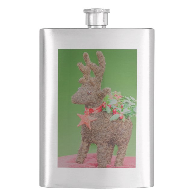Reindeer Christmas decoration Hip Flask (Front)