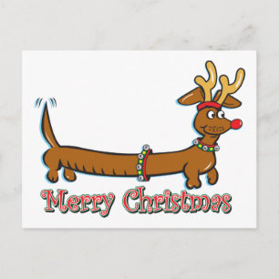 Reindeer Christmas Doxie Holiday Postcard
