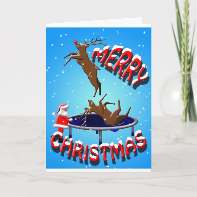 reindeer  christmas fun with santa holiday card (Front)