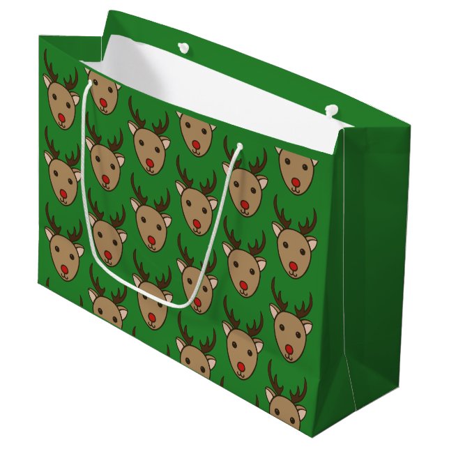 Reindeer Christmas Gift Bag (Front Angled)