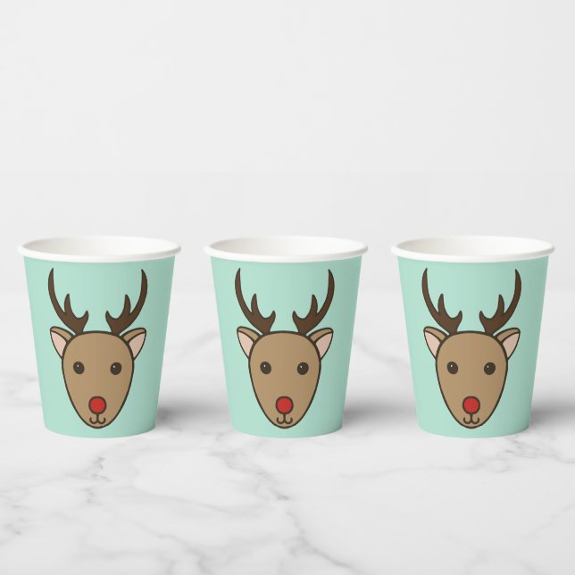 Reindeer Christmas Holiday Coffee Paper Cups  (Multi)