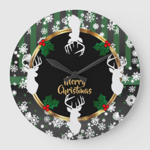Reindeer Christmas Holiday Large Clock