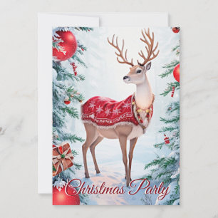 Reindeer Christmas Holiday Party Invitation