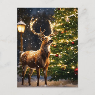 Reindeer Christmas Holiday Postcard