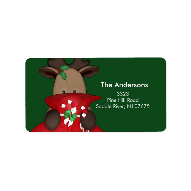 Reindeer Christmas Holiday Return Address Label (Front)